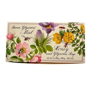 Vtg 1980 Crabtree & Evelyn Honey & Glycerine Soap Set 3 x 100g 10.5 oz NIB
